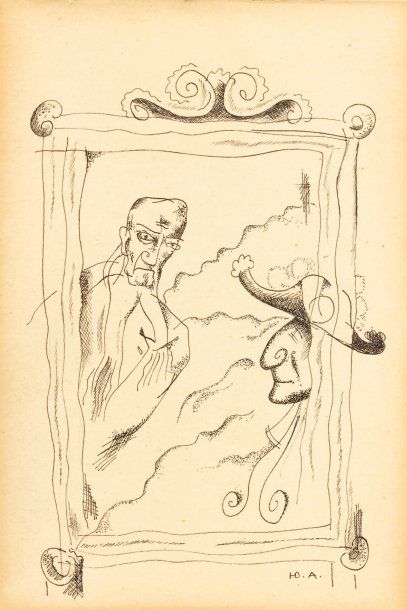 Georges ANNENKOV (1889-1974) Projet d'illustration Encre, monogrammée en bas à droite,...