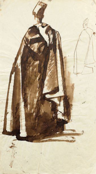 Pavel TCHELITCHEV (1898-1957) Étude d'homme de dos Encre 45 x 26,5 cm - 175/8 x 103/8...