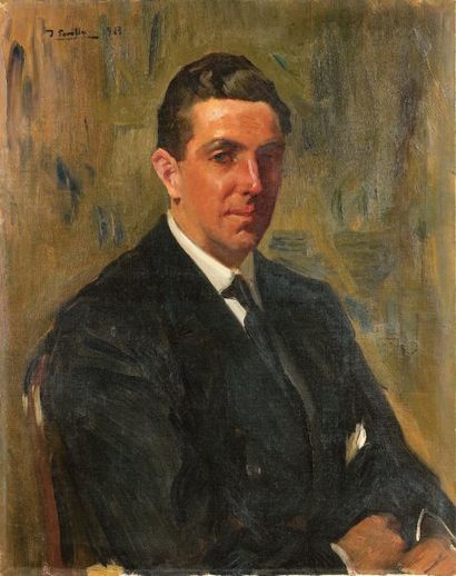 Joaquin SOROLLA y BASTIDA (1863-1923) Portrait d'homme Huile sur toile, signée et... Gazette Drouot