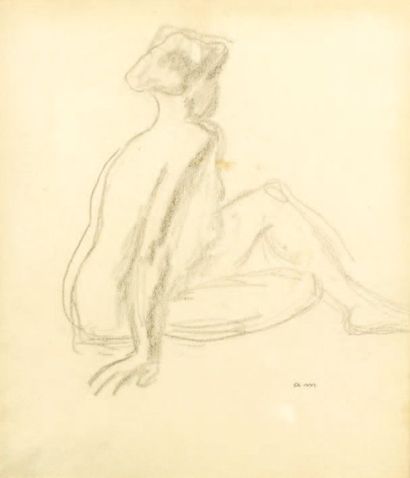 Albert Marquet (1875-1947) Nu assis Crayon, monogrammé en bas à droite 18 x 16 cm...
