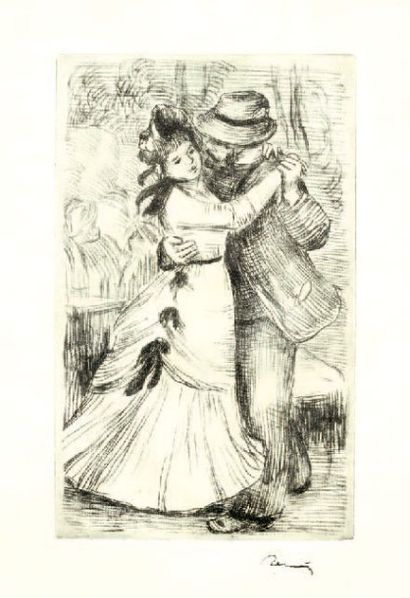 Pierre Auguste RENOIR (1841-1919) La danse à la campagne Gravure, signée en bas à...