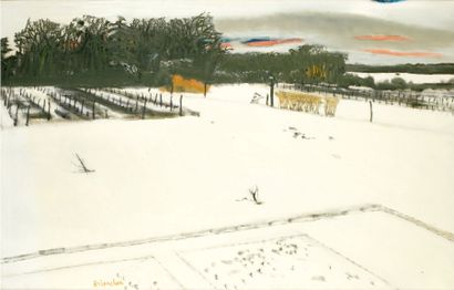 Maurice BRIANCHON (1899-1979) Sous la neige au coucher du soleil, 1964 Huile sur...