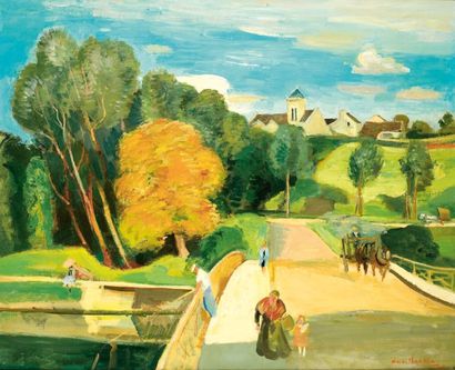 André PLANSON (1898-1981) Le pont de Sacy Huile sur toile, signée et datée 44 en...