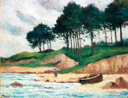 Maximilien Luce (1858-1941) Kermouster, les pins n° 5 Huile sur toile, signée en...