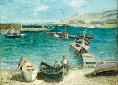 Maurice BRIANCHON (1899-1979) Port de pêche, Les Gudes, 1929 Huile sur toile, signée...