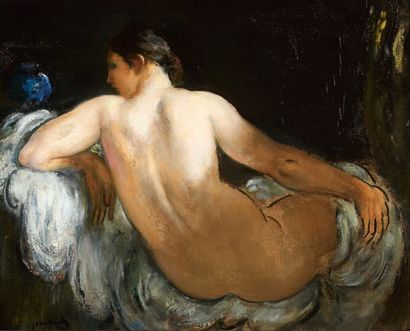 Jean SOUVERBIE (1891-1987) Nu féminin allongé Huile sur toile, signée et datée en...