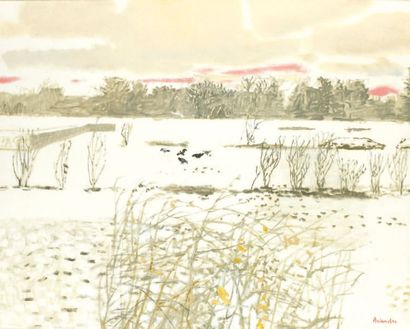 Maurice BRIANCHON (1899-1979) Paysage de neige, 1969 Huile sur toile, signée en bas...
