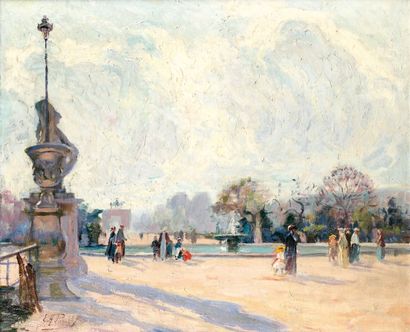 Élie Anatole PAVIL (1873-1948) Les Tuileries Huile sur toile, signée en bas à gauche...
