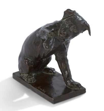 ÉDOUARD MARCEL SANDOZ (1881-1971) Chien à la sauterelle
Bronze with brown patina,...