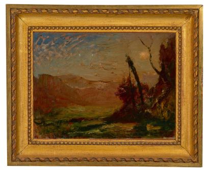 FRANÇOIS AUGUSTE RAVIER (1814-1895) Paysage au crépuscule
Oil on canvas fixed to...
