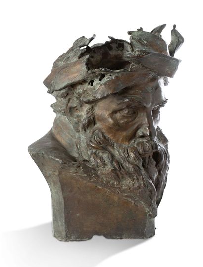 AIMÉ-JULES DALOU (1838-1902) Tête de Fleuve - Étude pour «Le Passage du Rhin»
Bronze...