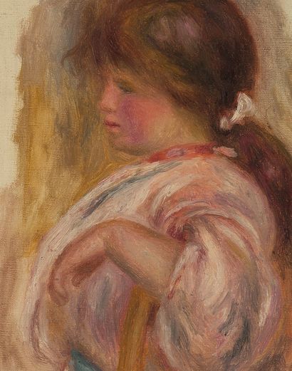 PIERRE-AUGUSTE RENOIR (1841-1919) Enfant assis sur une chaise, vers 1895
Oil on canvas,...