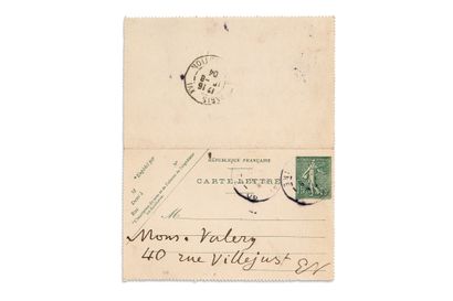 DEGAS Edgar (1834 - 1917) L.A.S. "Degas," [Paris August 10, 1904], to Paul VALÉRY;...