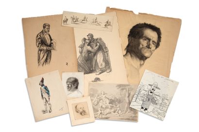 ÉCOLES FRANÇAISES du XVIIIe et XIXe siècles Comprenant gravures, lithographies, aquarelles,...