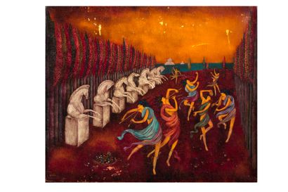 VARLAMISHVILI Félix, dit Varla (1903 - 1986) Gondoliers à Venise - Danseuses
一套两幅画
布面油画...