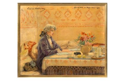 ABBÉMA Louise (1853 - 1927) Portrait de Sarah Bernhardt, 1921
布面油画 左上角签名
位于右上角并注明日期
布面油画，左上角签名，位于右上角并注明日期
38...