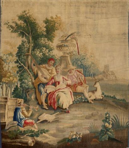 null Très fine tapisserie Manufacture royale d'Aubusson 3ème quart du XVIIIème Le...