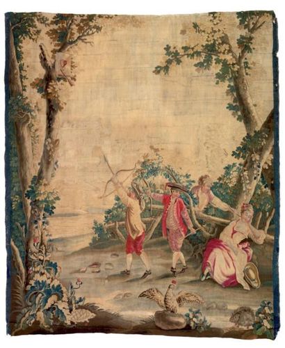 null Très fine tapisserie Manufacture royale d'Aubusson 3ème quart du XVIIIème Le...