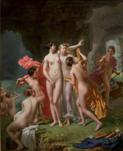Charles Fréderic MOENCH (1784-1867) Diane surprise au bain par Actéon Toile 97 x...