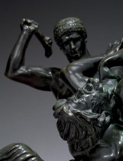 BARYE Antoine Louis (1796-1875) Thésée combattant le Centaure. Epreuve en bronze...