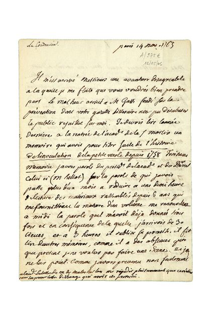 LA CONDAMINE Charles-Marie de (1701 – 1774), mathématicien, voyageur et littérateur...