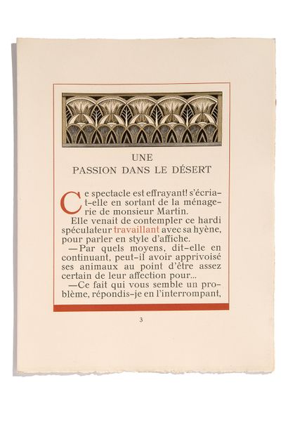 [JOUVE]. BALZAC, Honoré de A passion in the desert. Illustrations by Paul Jouve engraved...