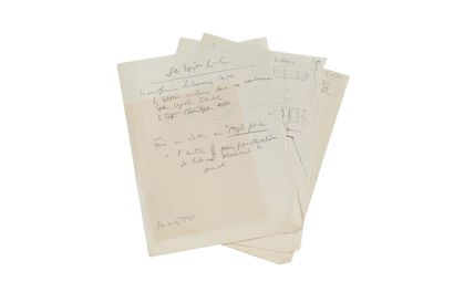 LE CORBUSIER Édouard Jeanneret, dit (1887 - 1965) 4 autograph NOTES, one with sketch,...