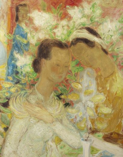 LÊ PHỔ (1907-2001) Les deux soeurs
Oil on silk mounted on hardboard, signed lower...