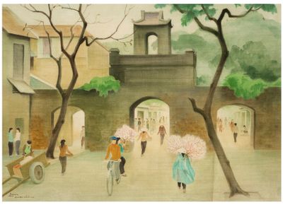 LƯƠNG XUÂN NHỊ (1914-2006) Préparation de la fête du Têt
Encre et couleurs sur soie,...