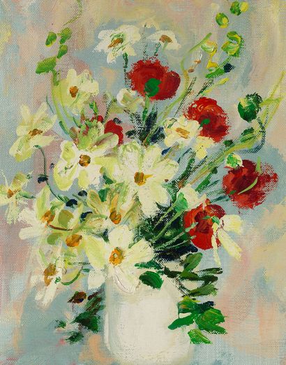 LÊ PHỔ (1907-2001) 花，约 1977 年
布面油画，右下方有签名，背面有标题
35 x 24.5 厘米 - 13.3/4 x 9.5/8 英寸（约...