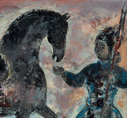 VŨ CAO ĐÀM (1908-2000) Le guerrier, 1973
Huile sur toile, signée et datée en bas...