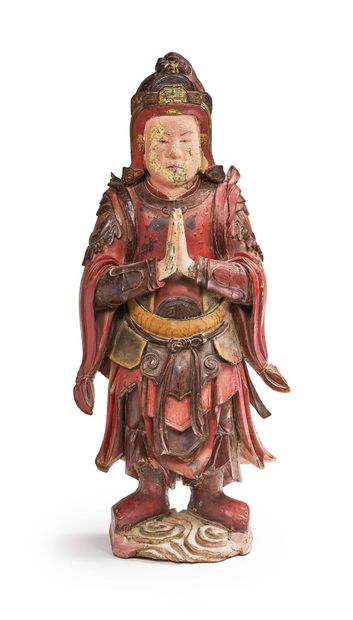 VIETNAM — DYNASTIE NGUYEN, XIXe SIÈCLE Polychrome and gilded lacquered wood sculpture...