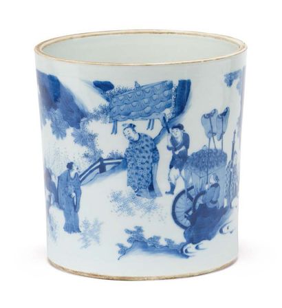 CHINE — DANS LE STYLE DE LA PÉRIODE TRANSITION Important pot à pinceaux en porcelaine...