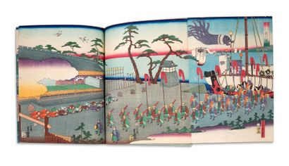 JAPON — ÉPOQUE MEIJI (1868 - 1912) Collection of landscape prints (fukei-ga), polychrome...