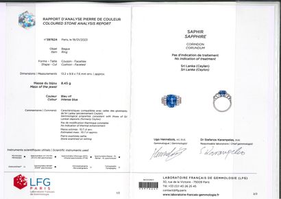 null RING "SAPHIR
Oval sapphire and round diamonds
Platinum (850)
Td. : 49 - Pb....