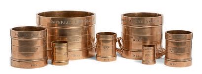 null SET OF SEVEN WAR DEPARTMENT ENGLISH MEASUREMENTS, in copper cylindrical form,...