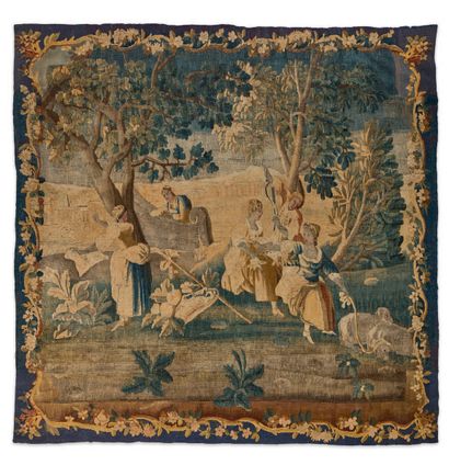MANUFACTURE ROYALE D'AUBUSSON Tapestry in wool and polychrome silk representing a...