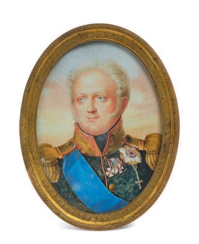 ALOIS GUSTAV ROCKSTUHL (1798 - 1877) Portrait du Tsar Alexandre Ier en buste. Signé...