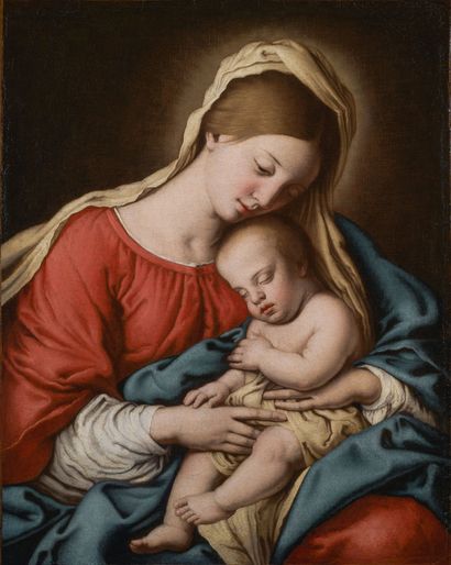 GIOVANNI BATTISTA SALVI, DIT SASSOFERRATO SASSOFERRATO, 1609 - 1685, ROME 温柔的圣母
布面油画
49...