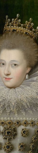 ÉCOLE FRANÇAISE DU PREMIER QUART DU XVIIe SIÈCLE 路易-玛格丽特-德-洛林的肖像，孔蒂公主（1588-1631）。
板面油画
65...