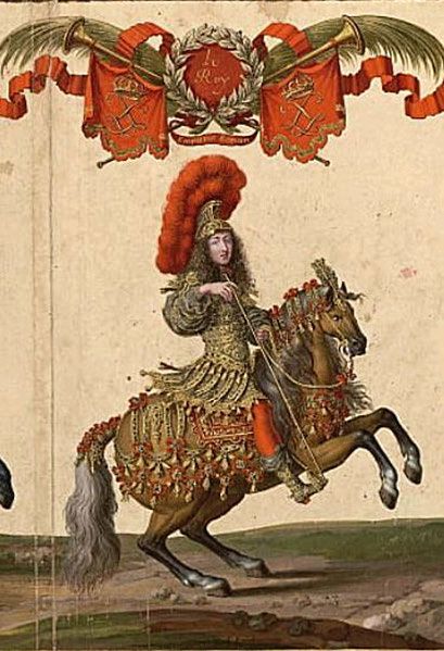ÉCOLE FRANÇAISE DU MILIEU DU XVIIe SIÈCLE 路易十四在大游行中的画像
1656年的骑兵队
布面油画（椭圆）
68 x 55厘米

参考书目...