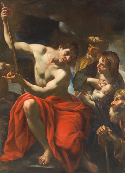 GIACINTO BRANDI POLI, 1621 - 1691, ROME Saint John the Baptist preaching in the Desert
Oil...