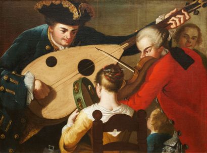PIETRO FABRIS ACTIF À NAPLES ENTRE 1740-1792 Le concert
Huile sur toile
76 x 101,5...