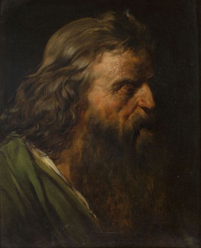 ÉCOLE FRANÇAISE, VERS 1840 Study for an Old Man's Head
Oil on canvas 
15 3/4 x 13...