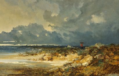 EDMUND JOHN NIEMANN LONDRES, 1813 - 1876 Bord de mer
Huile sur toile
Signée en bas...