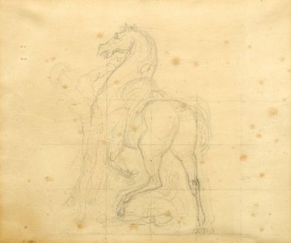 ATTRIBUÉ À JACQUES-LOUIS DAVID PARIS, 1748 - 1825, BRUXELLES 一个人牵着一匹马的研究报告
石墨和黑石...