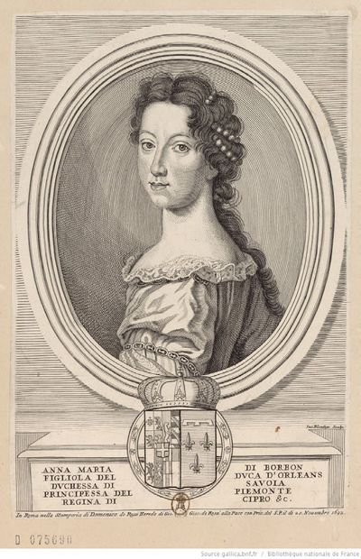 LOUIS ELLE, DIT FERDINAND LE JEUNE PARIS, 1649 - 1717, RENNES 萨瓦公爵夫人和撒丁岛女王安妮-玛丽-德-奥尔良（1669-1728）的肖像，1683年
布面油画（椭圆）
127...