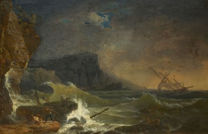 ATTRIBUÉ À CLAUDE JOSEPH VERNET, DIT JOSEPH VERNET AVIGNON, 1714 - 1789, PARIS Shipwreck
Oil...
