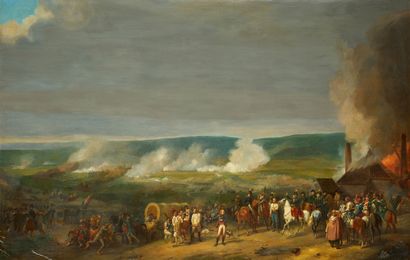 HIPPOLYTE BELLANGÉ PARIS, 1800-1866 Jemmapes之战，仿照Horace Vernet的作品
布面油画
左下角有签名和日期...