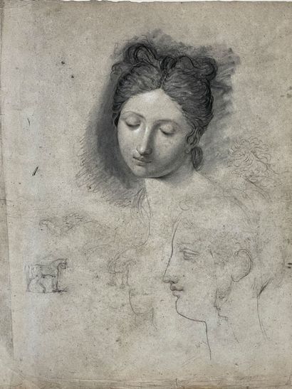 PAULINE AUZOU PARIS, 1775 - 1835 头和马的研究
黑墨、黑石、白粉笔 
60.5 x 50.1厘米

出处
凡尔赛宫，自19世纪以来的私人收藏，直到2013年在宝琳-奥祖的画箱中；现主人从这个收藏中获得。

作为让-巴普特-雷格诺尔（Jean-Bapt...